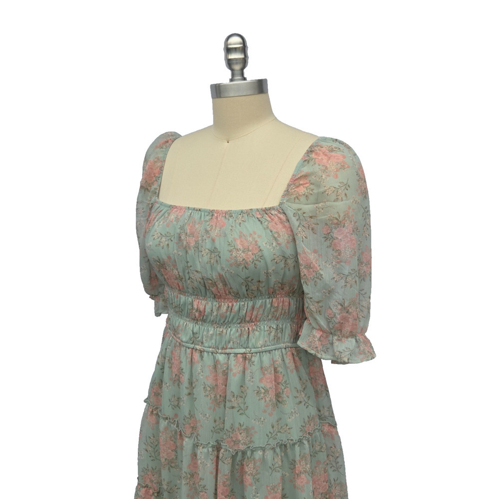 Vintage Y2K Trixxi Milkmaid Dress Size M Floral Coquette Blue Fairy Cottage - Picture 4 of 7